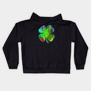 ABSTRACT Green Four Leaf Clover - St Patricks Day Art Kids Hoodie